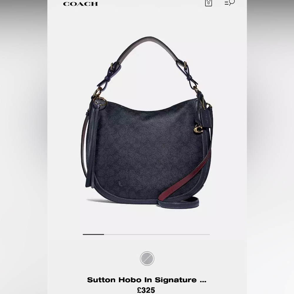 Coach Sutton Hobo Leather Bag Charcoal/Navy/Gold - Picture 8 of 14